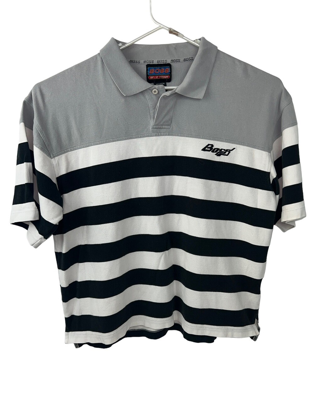 BOSS by I.G. Design Men Polo Sz XXL (2XL) Stripes Cotton Shirt